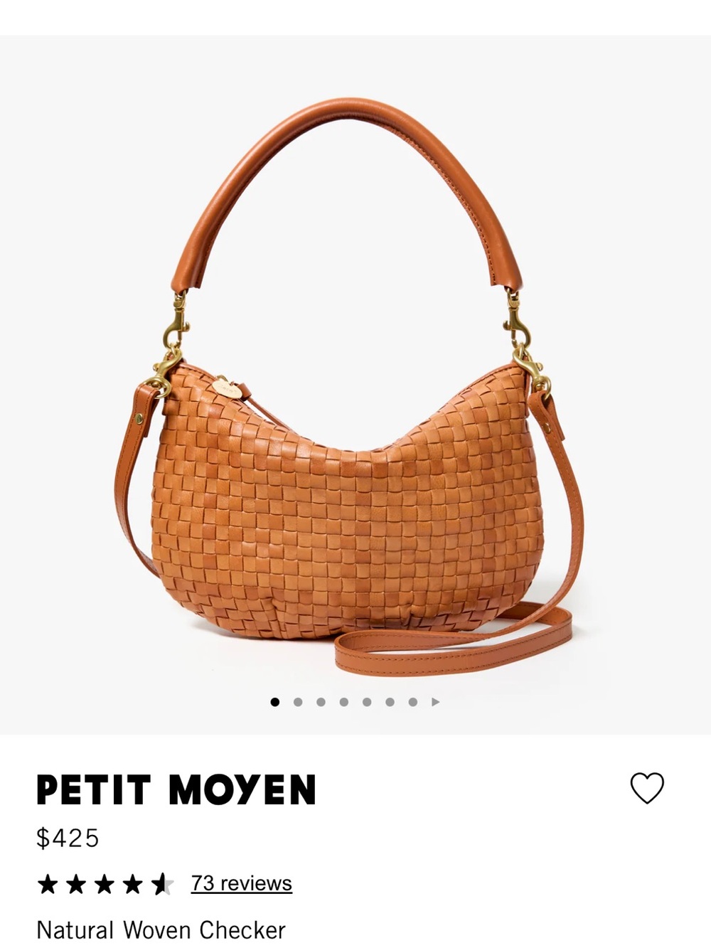Clare V. Petite Moyen - natural woven checker Leather Crossbody Bag - Picture 11 of 12